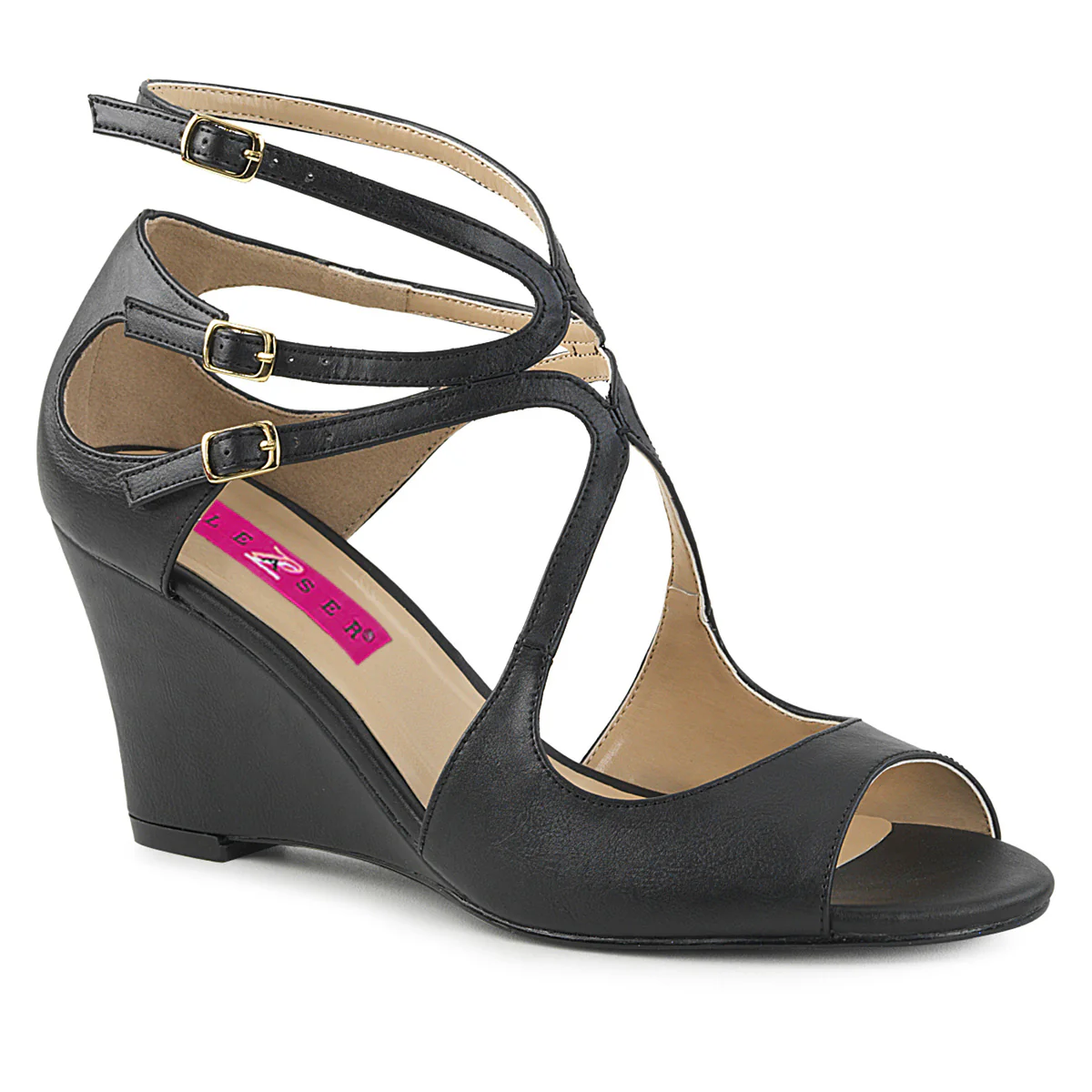 KIMBERLY-04 Black Faux Leather