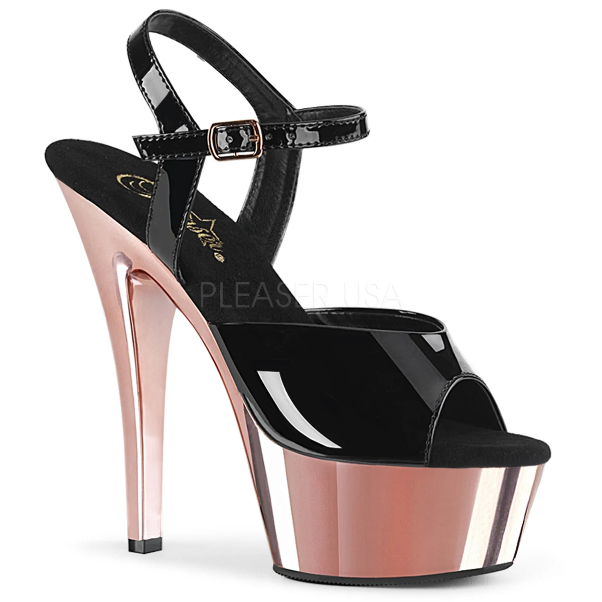 KISS-209  Black Patent/Rose Gold Chrome