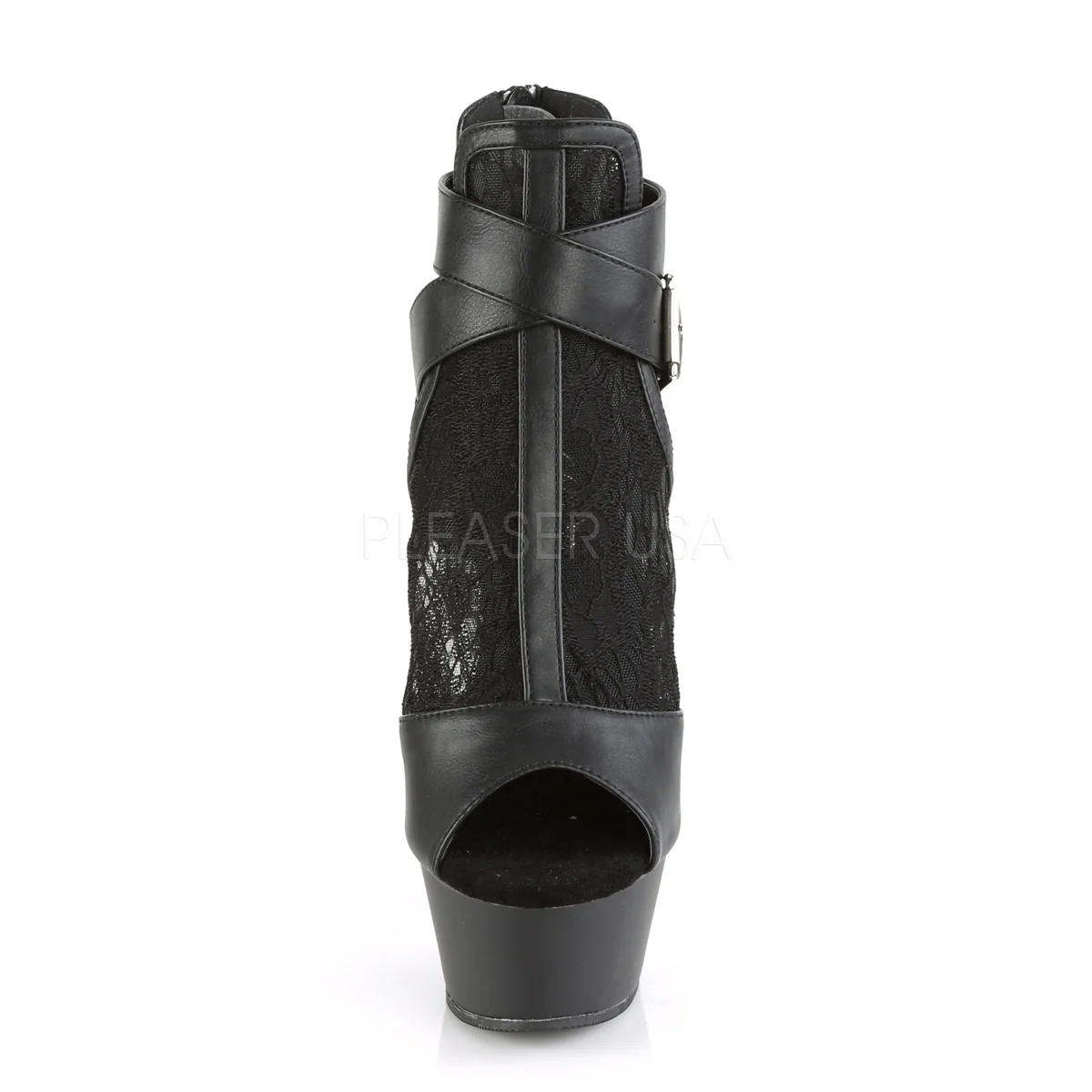 KISS-257  Black Faux Leather-Lace-Mesh/Black Matte - Image 2