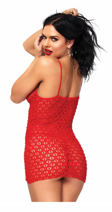 Leg Avenue 2PC Lace Mini Dress with Lace Up Front and G-string 8316 - Image 2