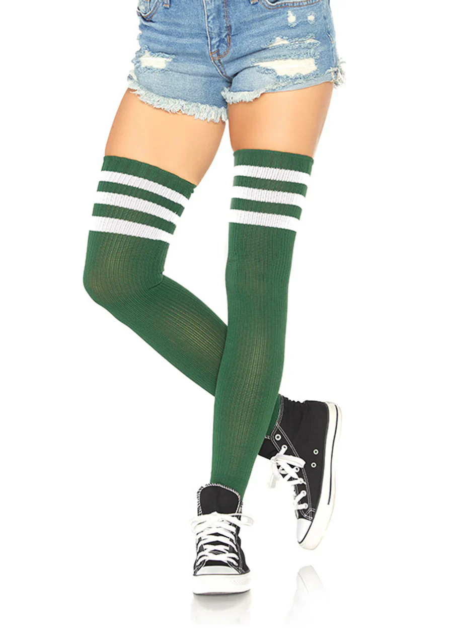Leg Avenue Gina Athletica 3 Stripes Athletic Ribbed Thigh Highs LA6605 - Image 5
