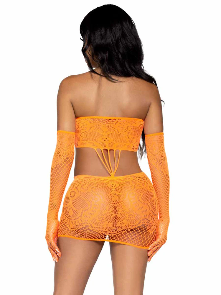 Leg Avenue Kiss Me More Strappy Lace Tube Dress and Gloves LA86133 - Image 4