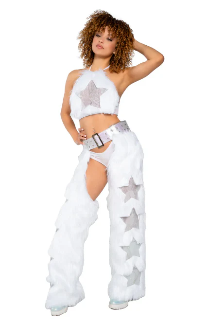 Light-Up Faux Fur/Glitter Vinyl Star Chaps - JR230 - Image 3