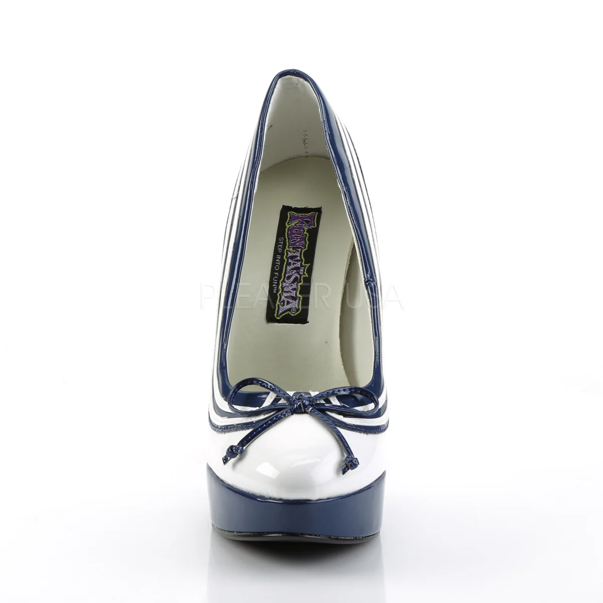 LOLITA-13  White-Navy Blue Patent - Image 2