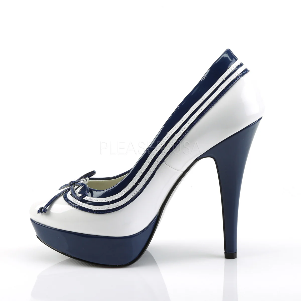 LOLITA-13  White-Navy Blue Patent - Image 3