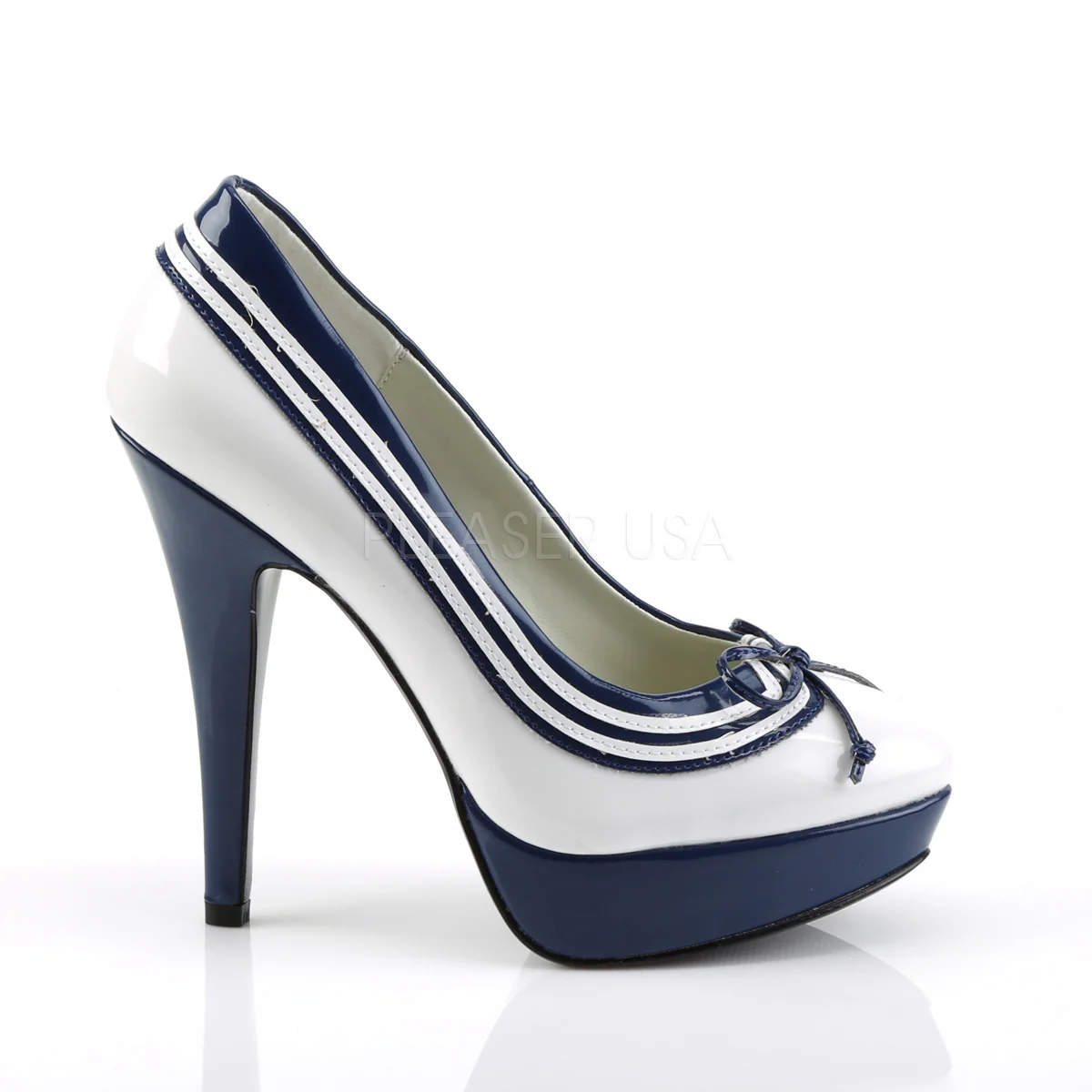 LOLITA-13  White-Navy Blue Patent - Image 5
