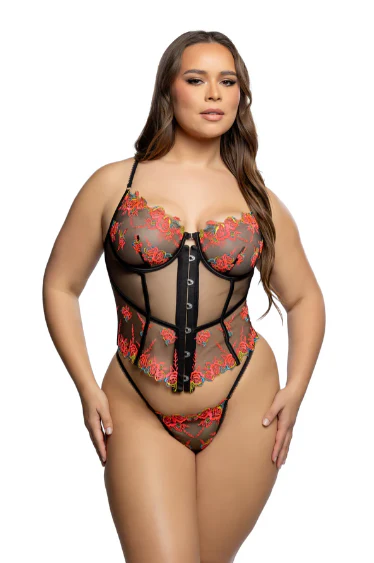 Midnight Rose 2PC Corset Set - LI1040 - Image 4