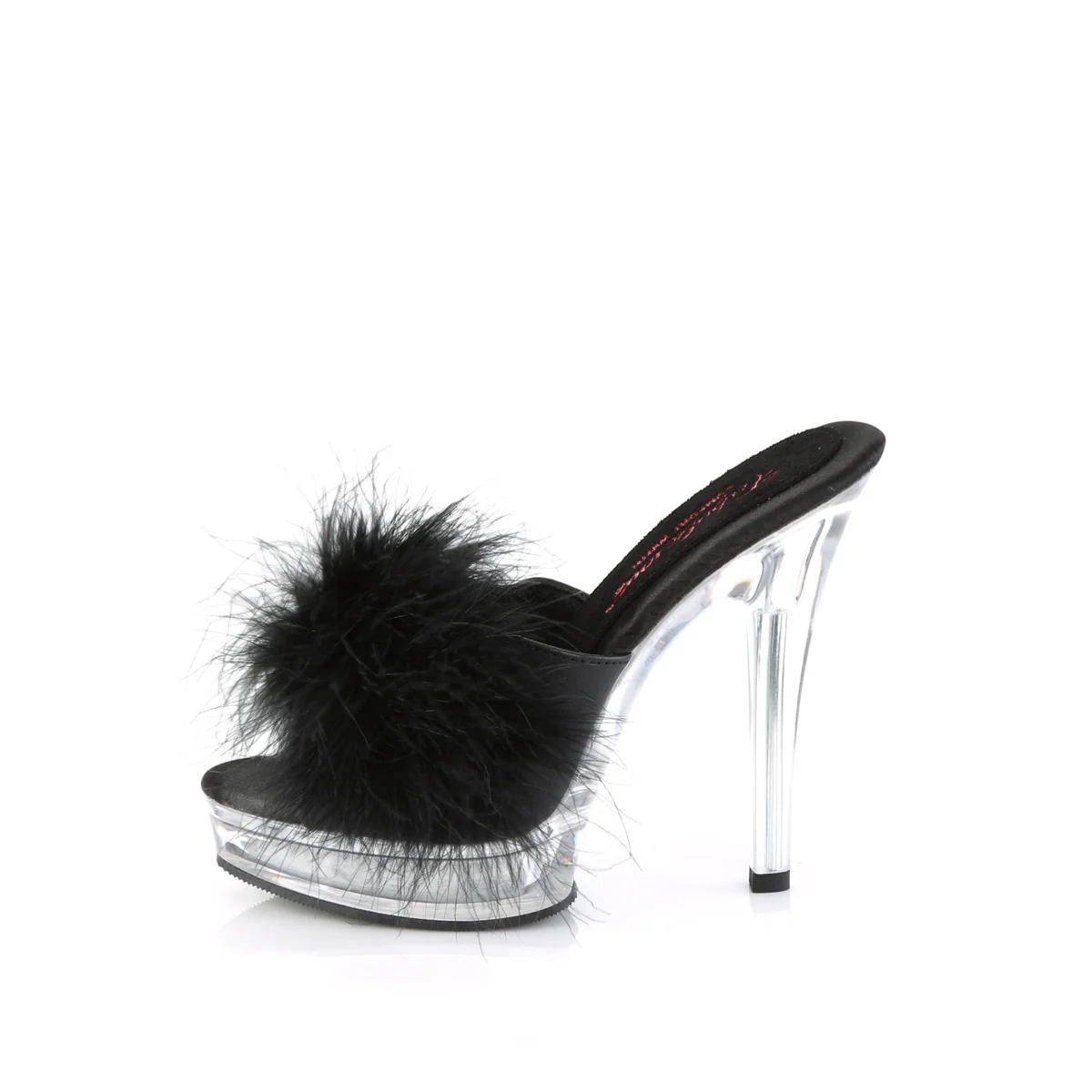 MAJESTY-501F-8 Black Faux Leather-Fur/Clear - Image 3