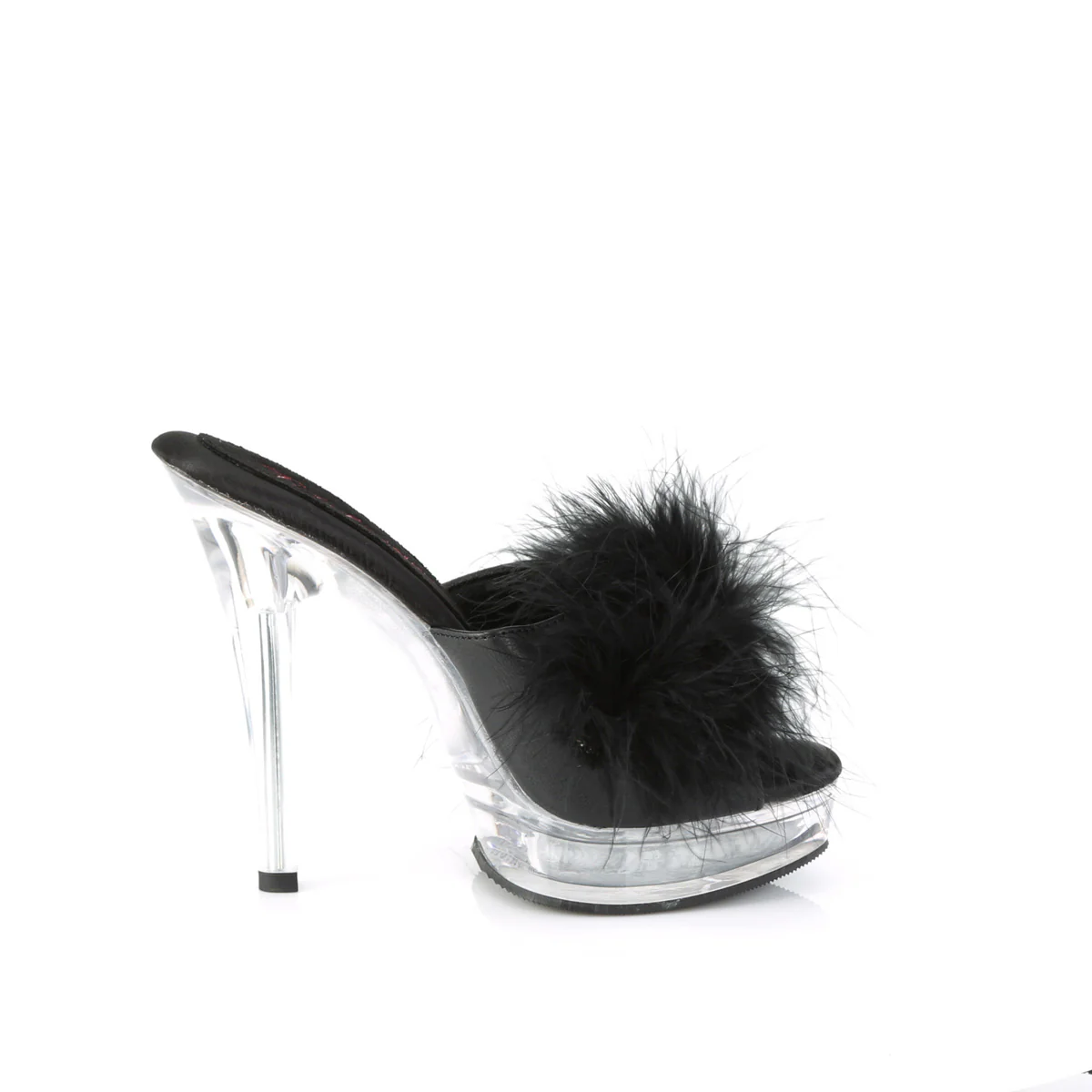 MAJESTY-501F-8 Black Faux Leather-Fur/Clear - Image 5