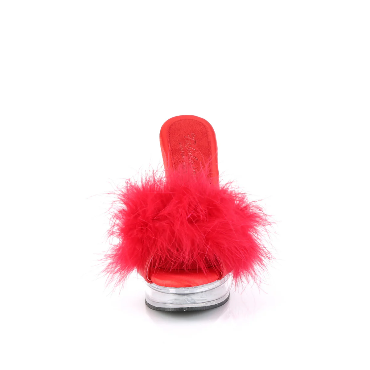 MAJESTY-501F-8  Red Faux Leather-Fur/Clear - Image 2