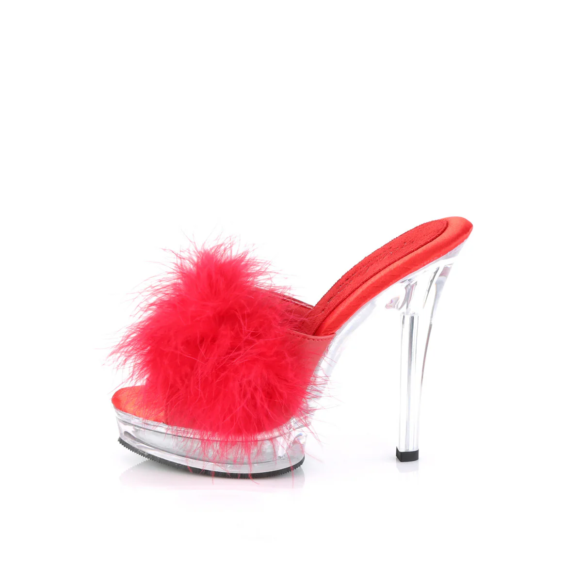 MAJESTY-501F-8  Red Faux Leather-Fur/Clear - Image 3