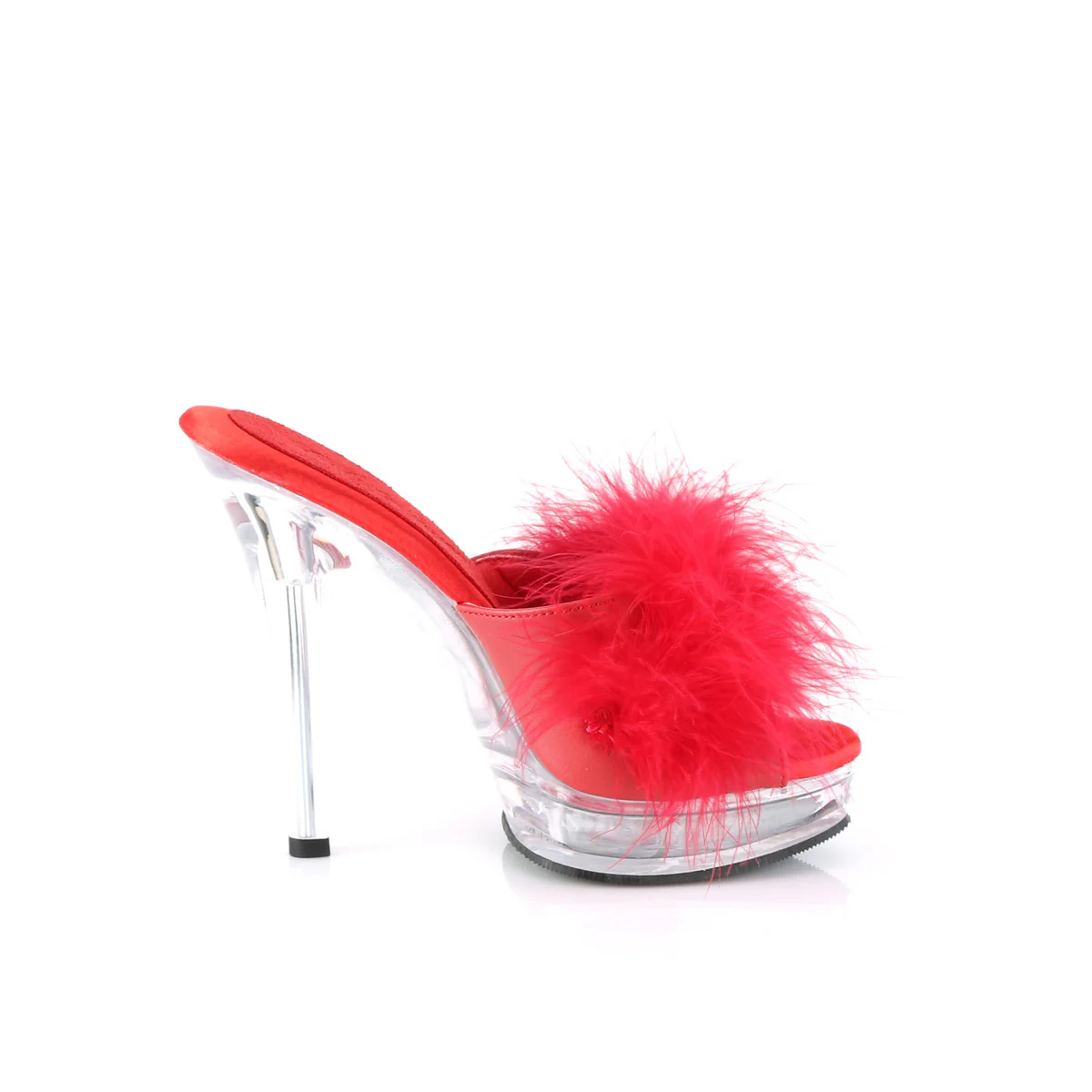 MAJESTY-501F-8  Red Faux Leather-Fur/Clear - Image 5
