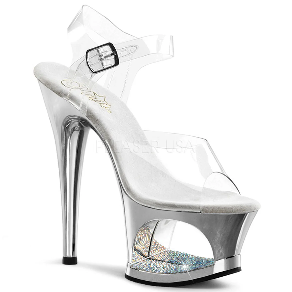MOON-708DMCH Clear/Silver Chrome