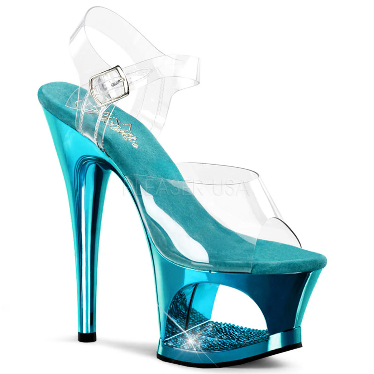 MOON-708DMCH  Clear/Turquoise Chrome