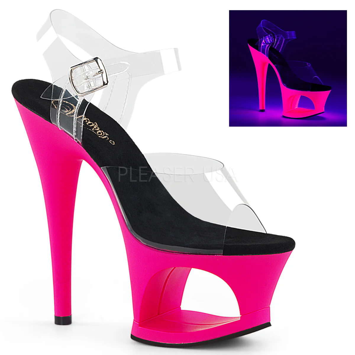 MOON-708UV Clear/Neon Hot Pink
