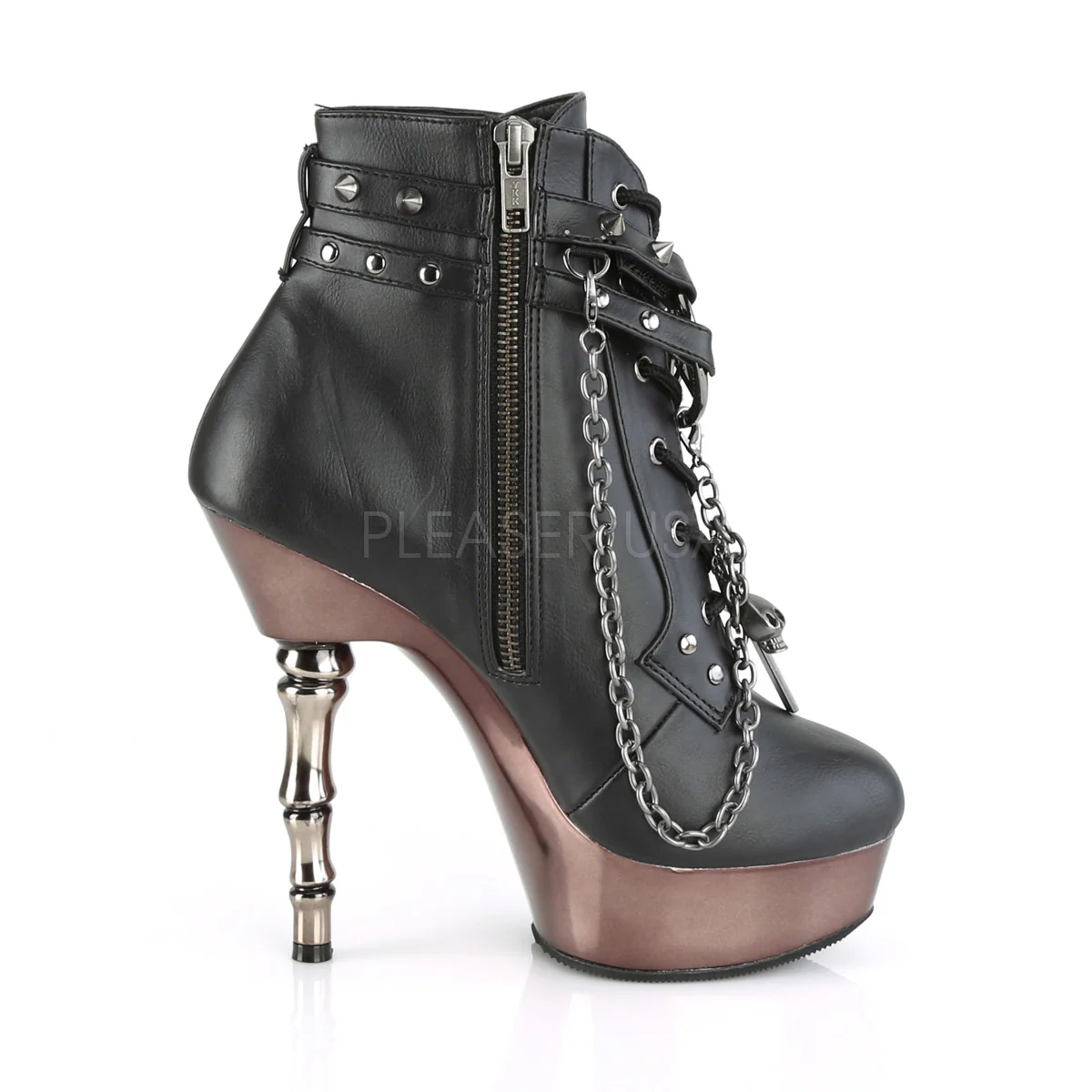 MUERTO-1001 Black Faux Leather/Pewter Chrome - Image 4