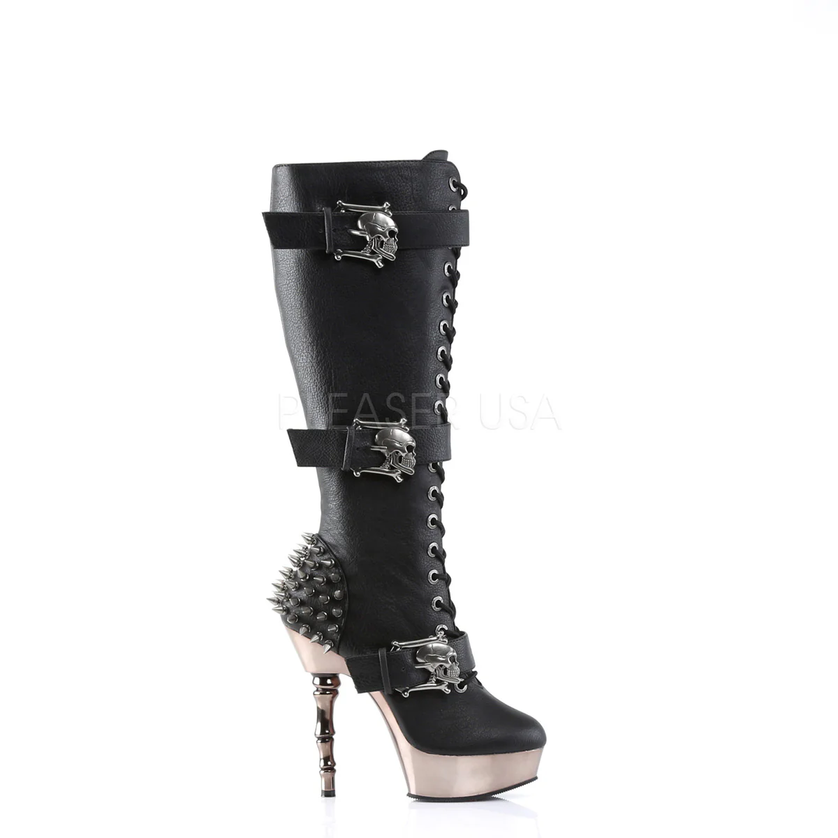 MUERTO-2028  Black Vegan Leather/Pewter Chrome - Image 5
