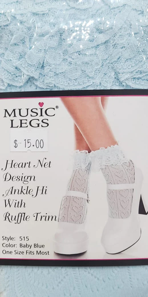 Music Legs Heart Net Design Ankle Hi with Ruffle Trim 515 - Image 3