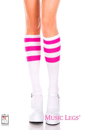 Music Legs Hosiery Acrylic Knitted Triple Stripe Knee High Socks ML5726 - Image 12