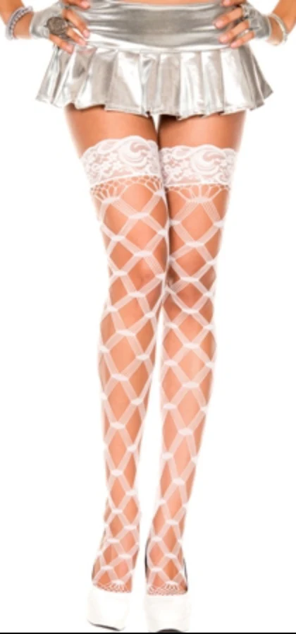 Music Legs Lace Top Multi Strands Diamond Net Thigh Highs ML4543 - Image 3