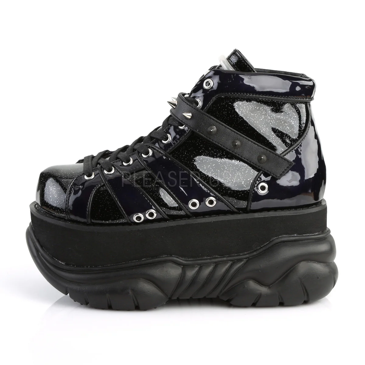 NEPTUNE-100  Black Glitter-Silver/Vegan Leather - Image 3