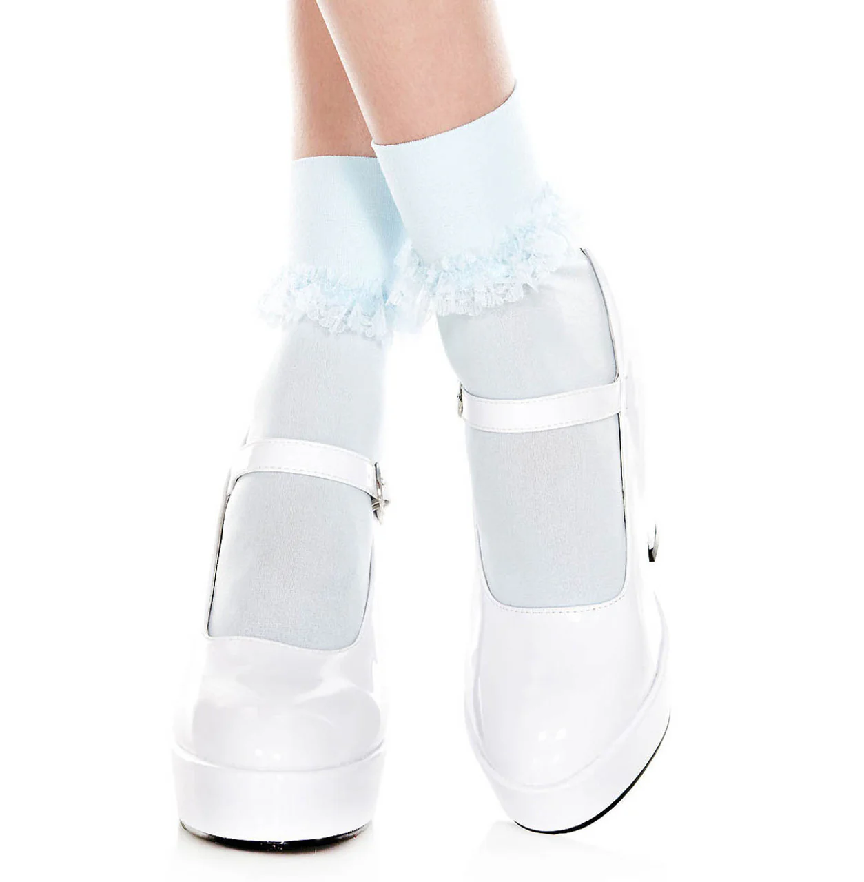 Opaque Ankle Hi With Ruffle Trim ML513
