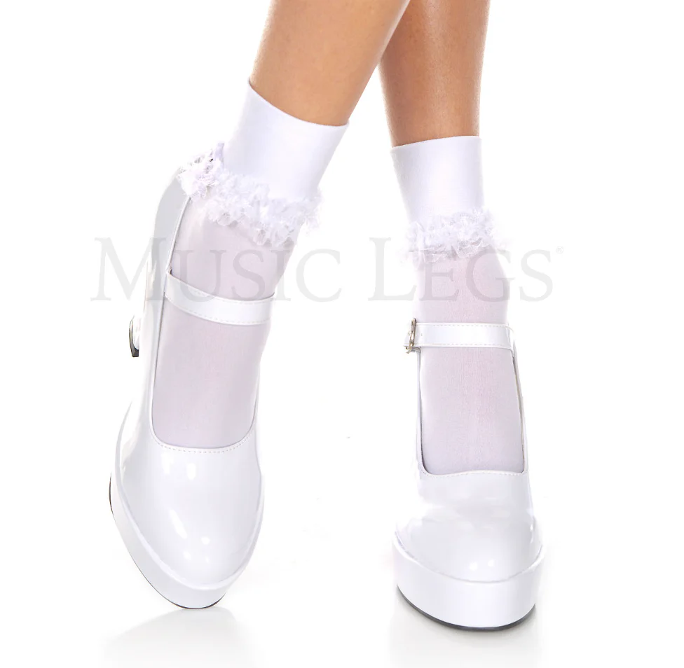 Opaque Ankle Hi With Ruffle Trim ML513 - Image 2