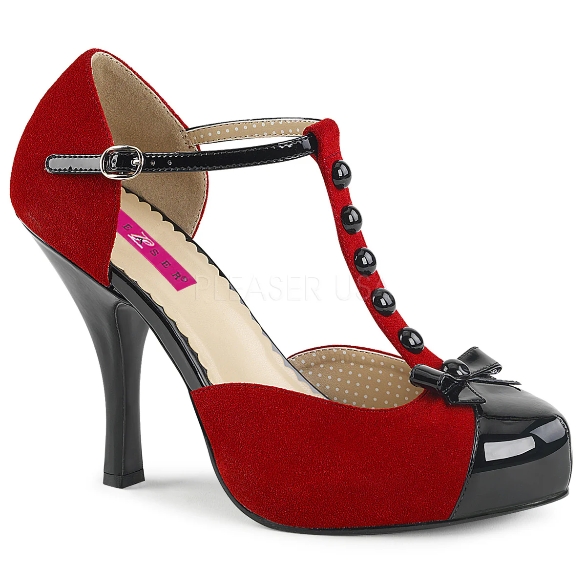 PINUP-02 Red M. Suede-Black Patent