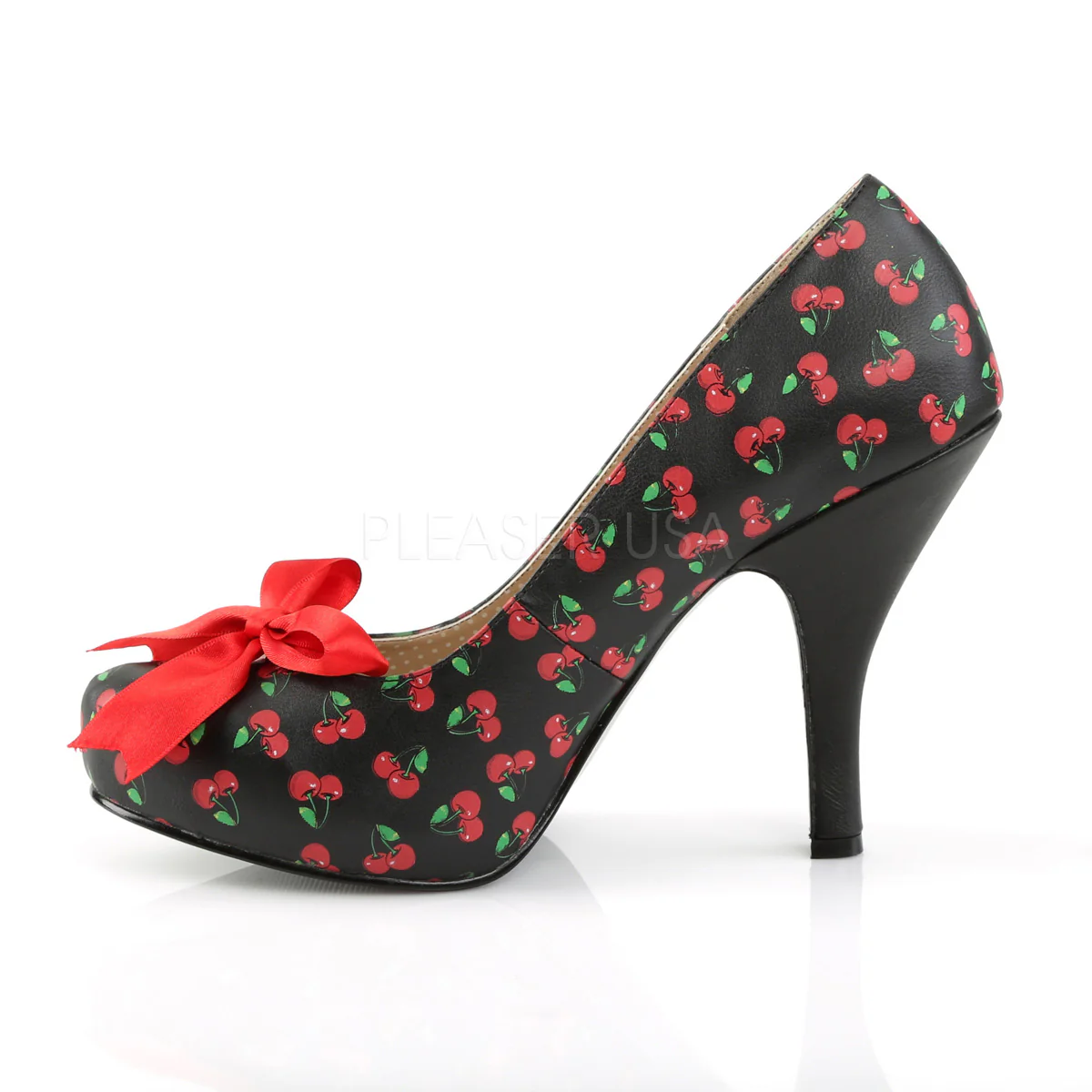 PINUP-05  Black-Red Cherry Faux Leather - Image 3