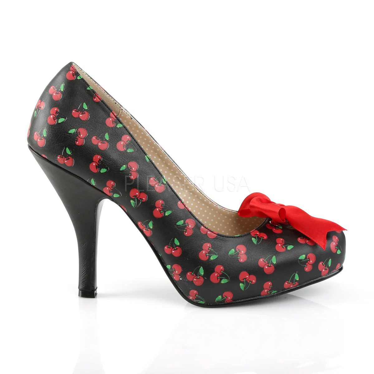 PINUP-05  Black-Red Cherry Faux Leather - Image 5