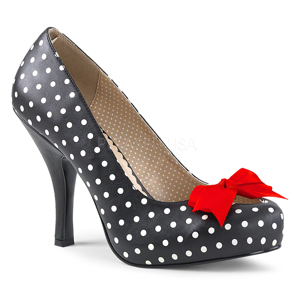 PINUP-05  Black-White Dot Faux Leather