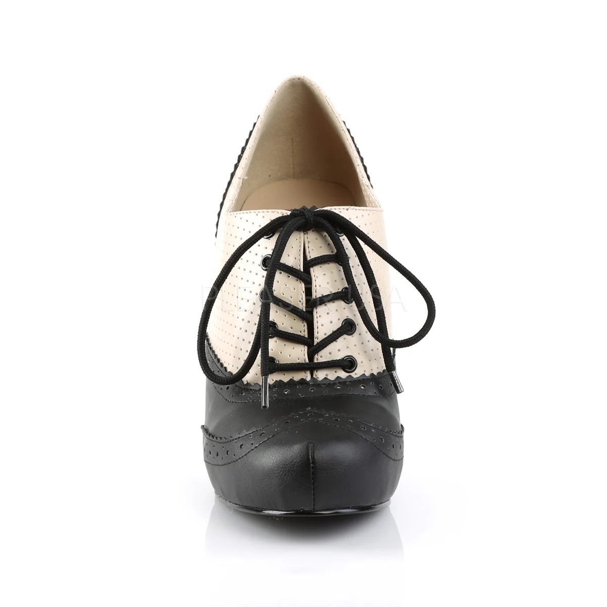 PINUP-07  Cream-Black Faux Leather - Image 2