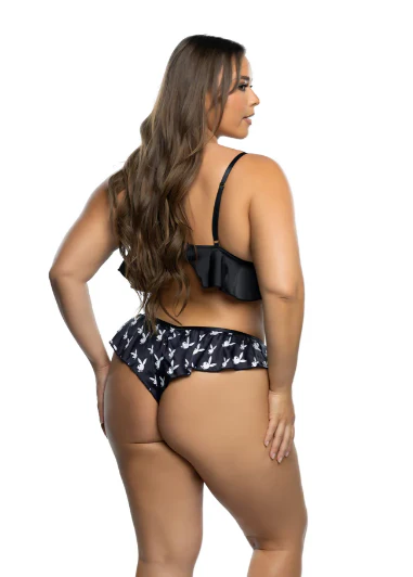 Playboy Flutter Bunny 2PCLounge Set - PBLI195 Black - Image 2