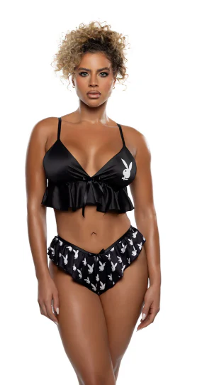 Playboy Flutter Bunny 2PCLounge Set - PBLI195 Black - Image 3