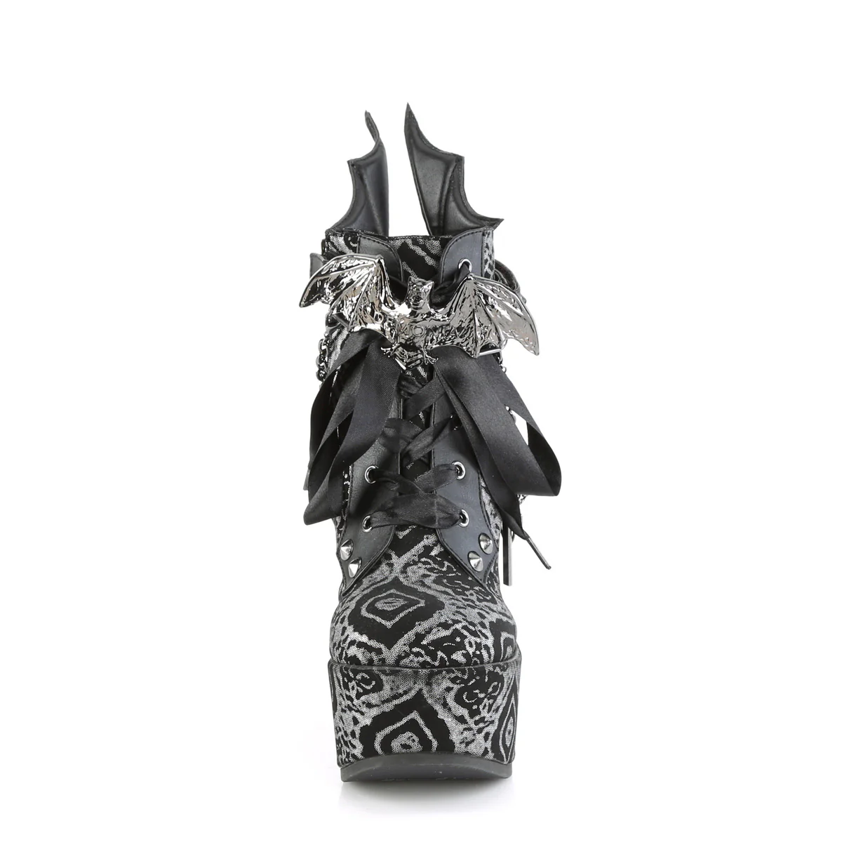 POISON-107  Black-Silver Faux Nubuck Leather - Image 2