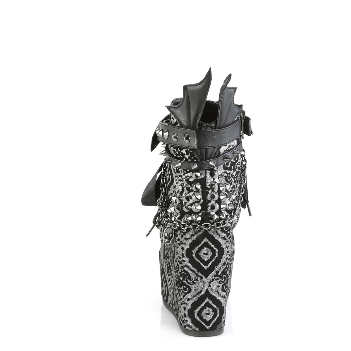 POISON-107  Black-Silver Faux Nubuck Leather - Image 4