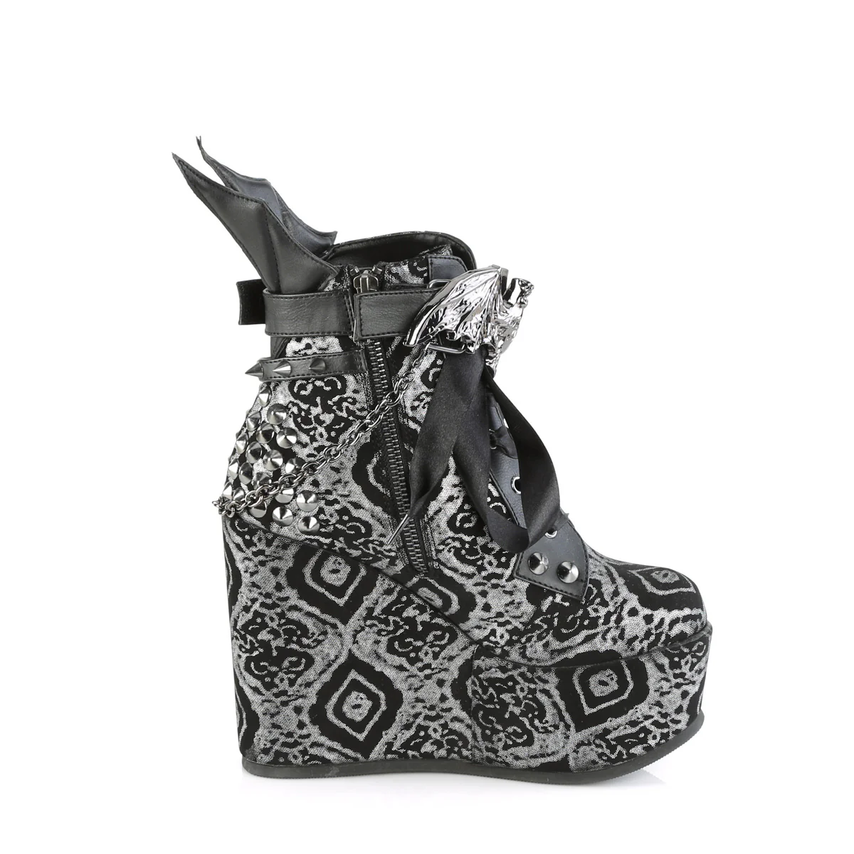 POISON-107  Black-Silver Faux Nubuck Leather - Image 5