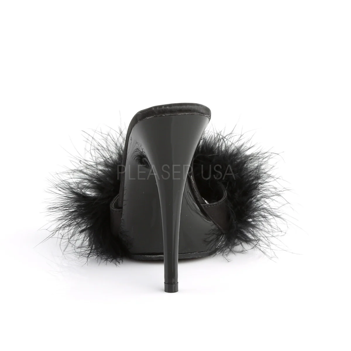 POISE-501F Black Satin-Marabou Fur/Black - Image 4