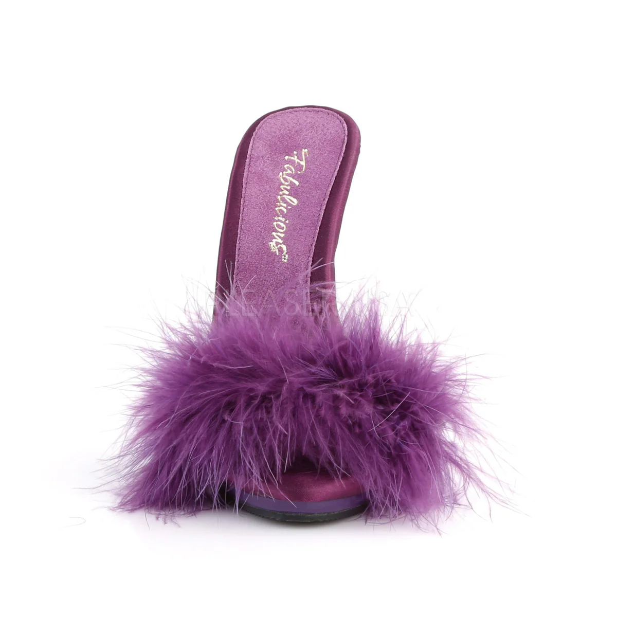 POISE-501F Purple Satin-Marabou Fur/Purple - Image 2