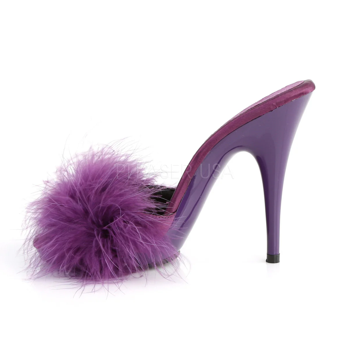 POISE-501F Purple Satin-Marabou Fur/Purple - Image 3