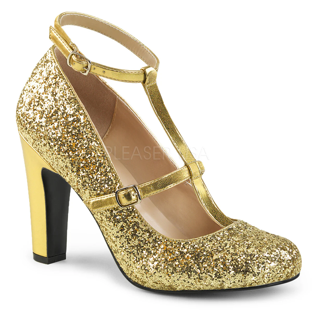 QUEEN-01 Gold Glitter-Metallic Pu
