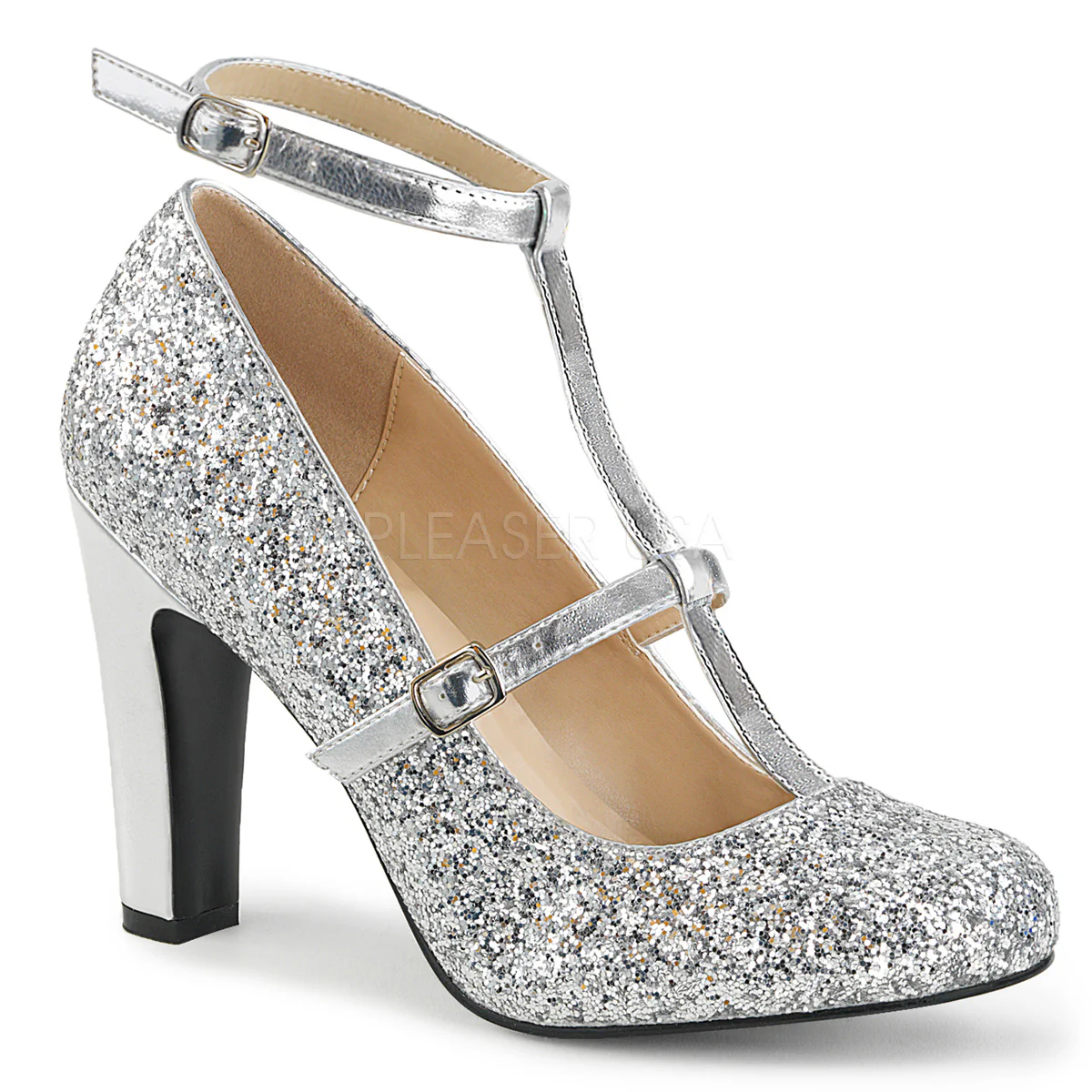 QUEEN-01 Silver Glitter-Metallic Pu