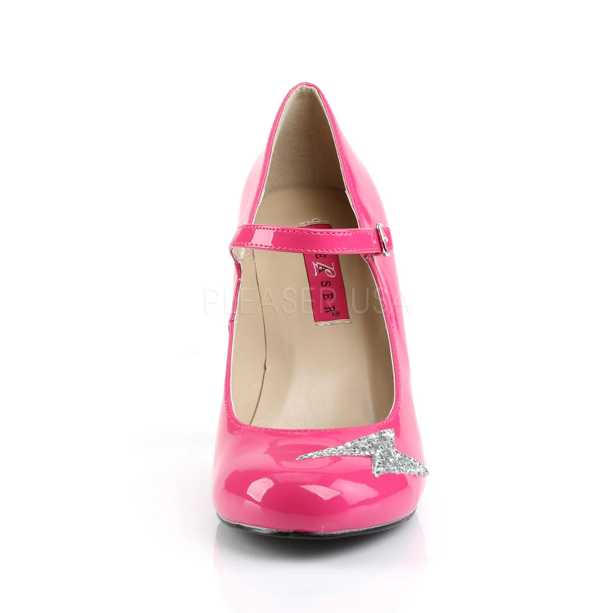 QUEEN-02  Hot Pink Patent-Silver Glitter - Image 2