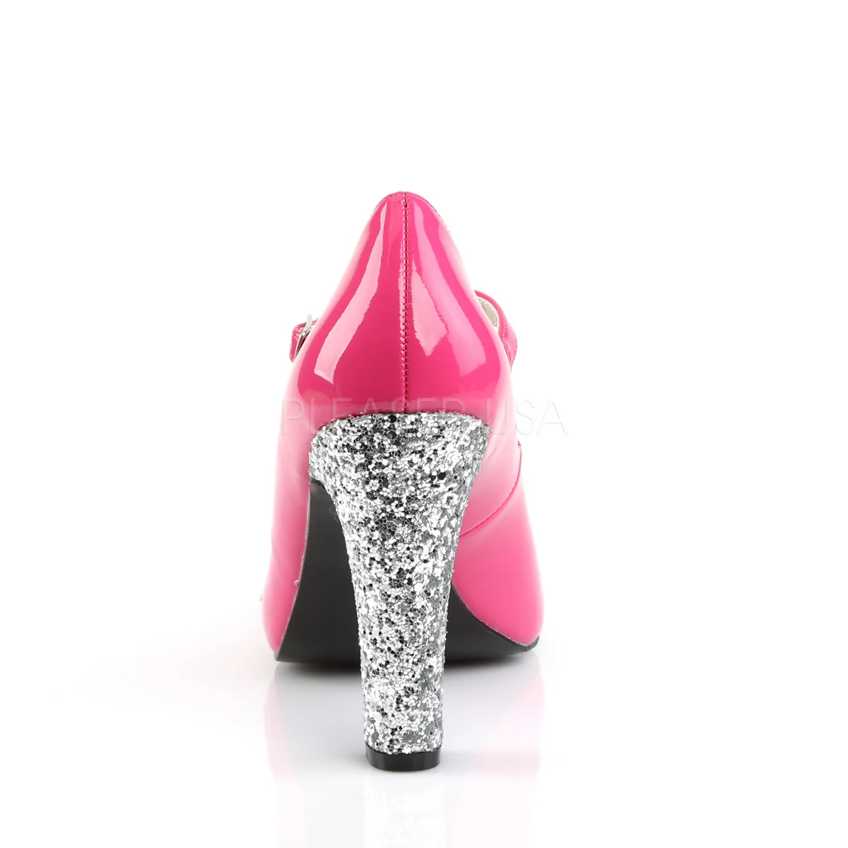 QUEEN-02  Hot Pink Patent-Silver Glitter - Image 4