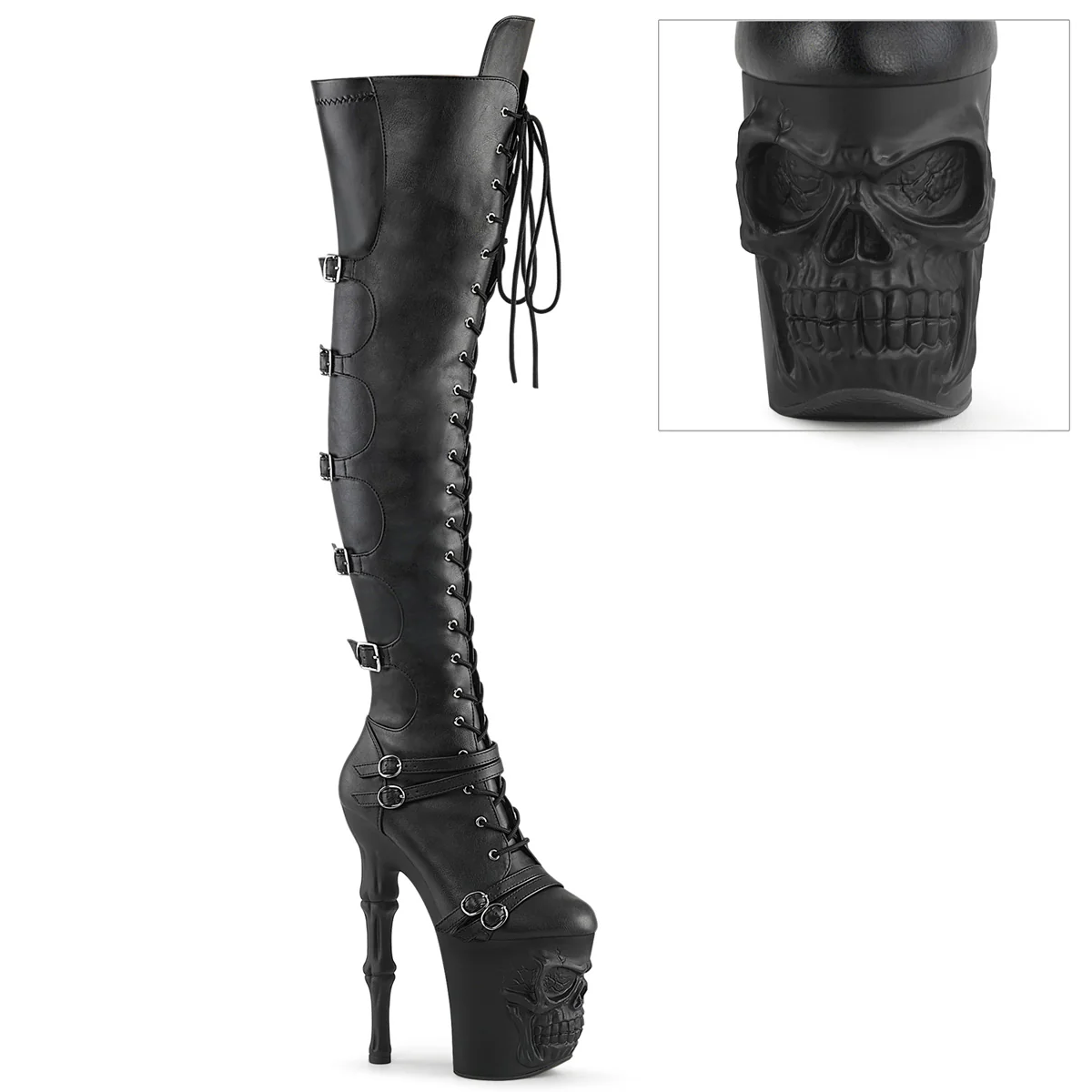 RAPTURE-3045 Black Faux Leather-Stretch.Faux Leather/Black Matte