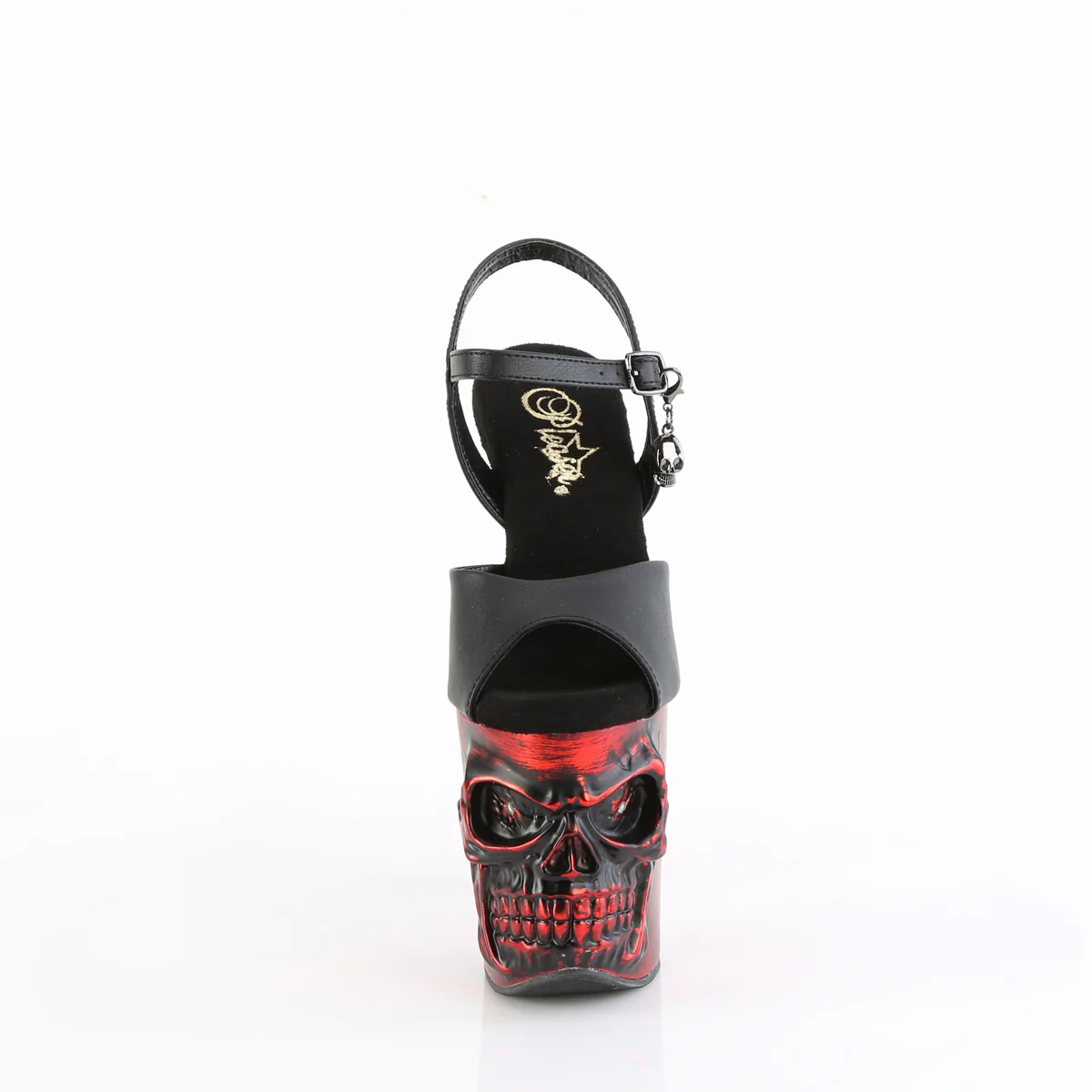 RAPTURE-809-LT Black Faux Leather/Satin Red Chrome - Image 2