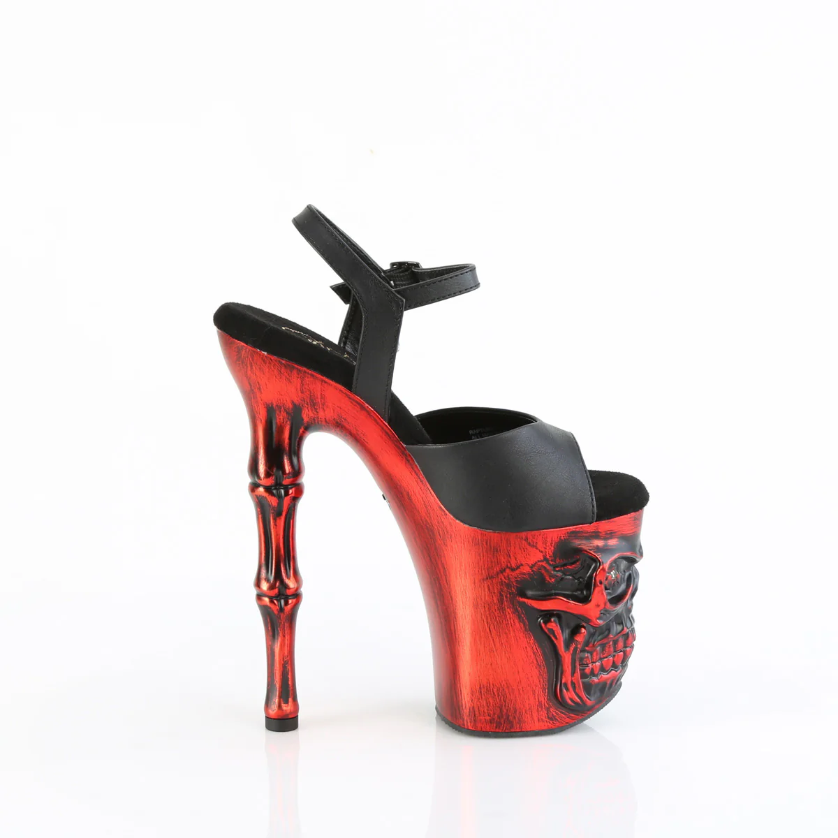 RAPTURE-809-LT Black Faux Leather/Satin Red Chrome - Image 5