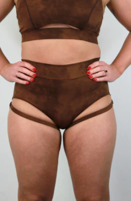 Mid Waist Brazil Scrunch Bum Garter Shorts - Charcoal Marble - Image 5