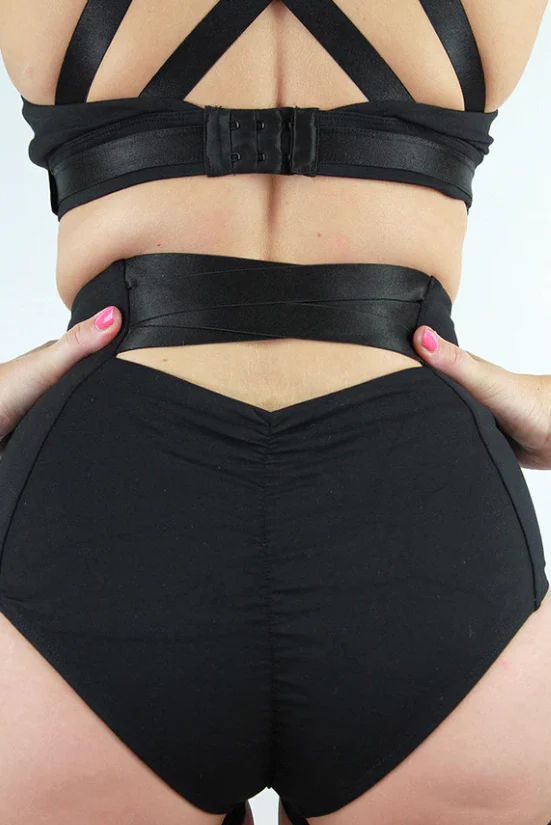 Rarr Hamilton Super High Waist Garter Short - Black - Image 3