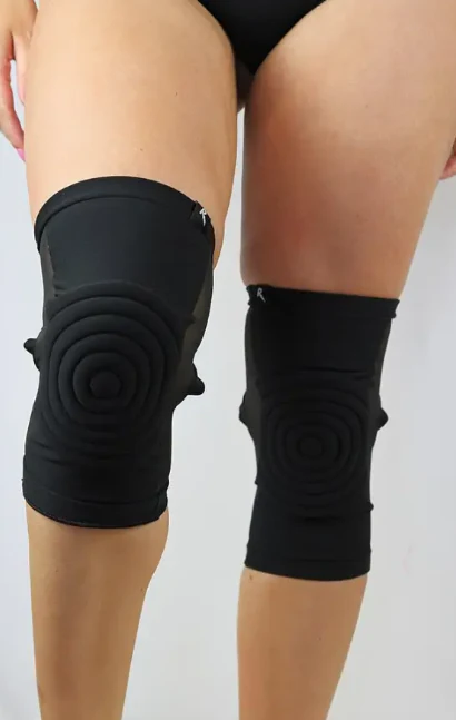 Rarr Long Spandex Vinyl/Mesh Dance Knee Pads - Nude - Image 4